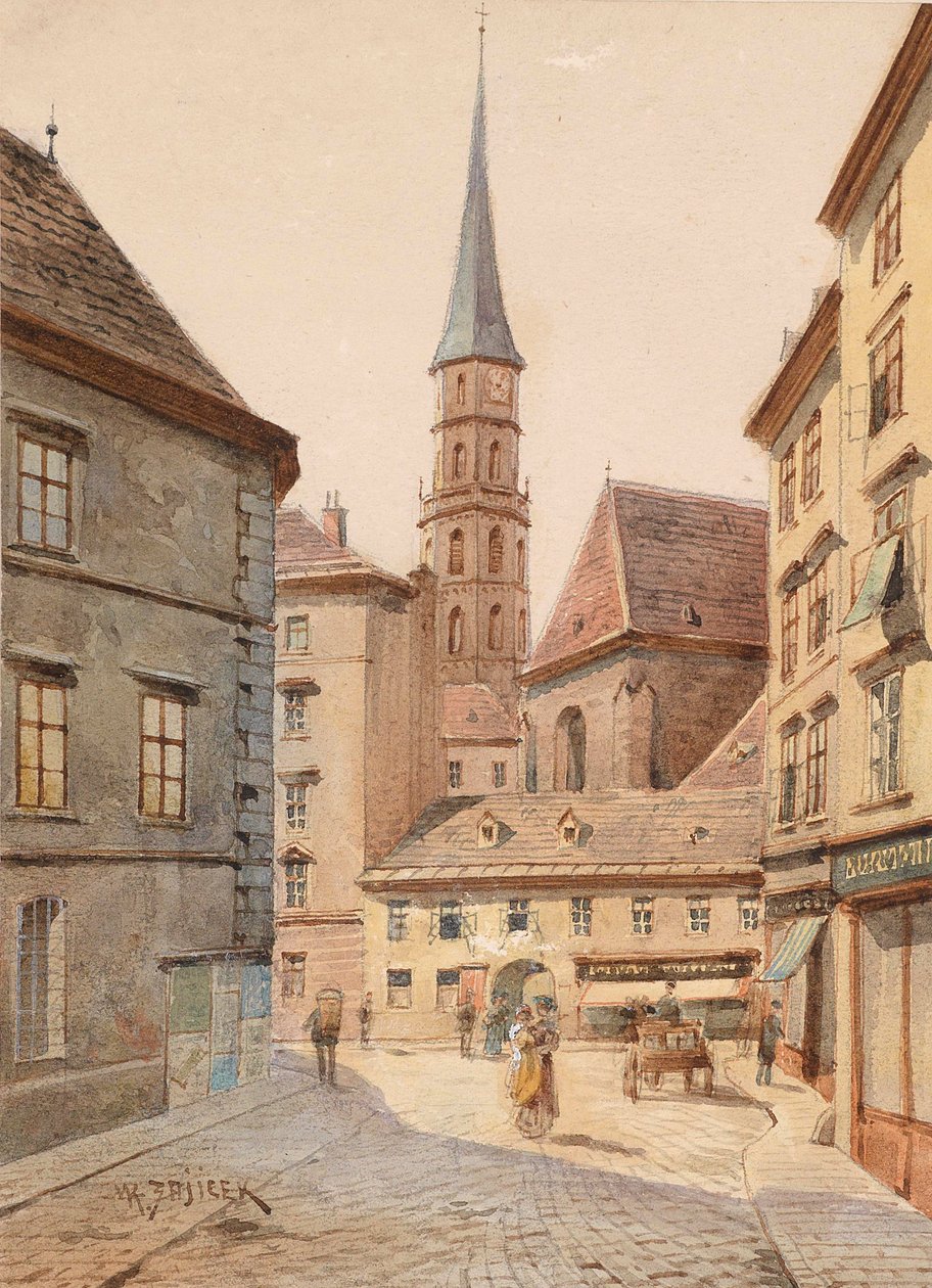 عرض من Stallburggasse إلى Michaelerkirche بواسطة Carl Wenzel Zajicek