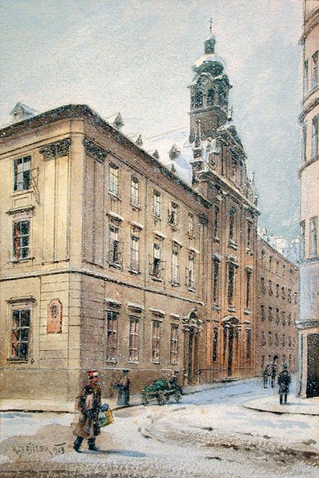 دير Johannesgasse Ursuline المغطى بالثلوج بواسطة Carl Wenzel Zajicek
