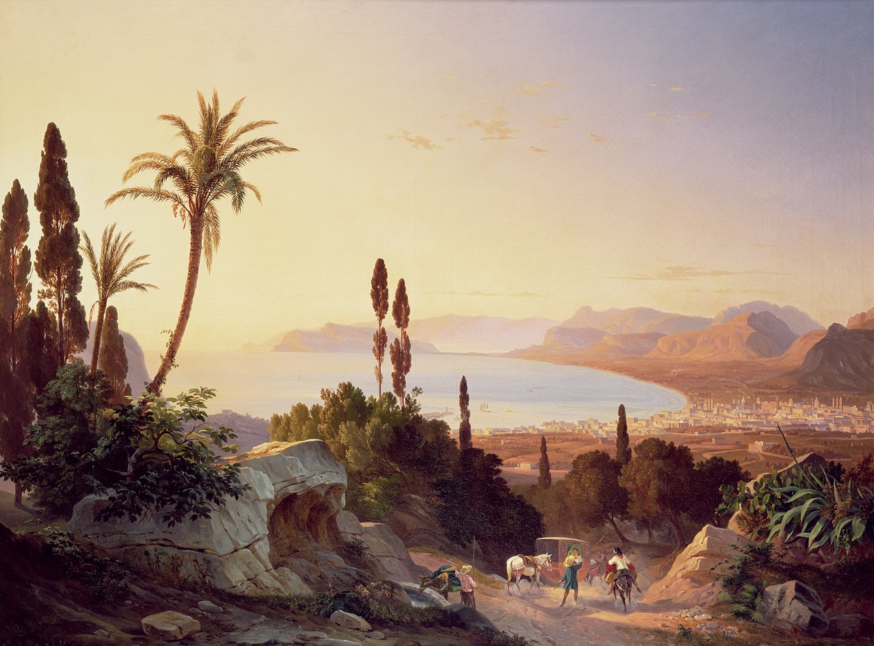 خليج باليرمو ، باتجاه كيب زافيرانو ، عام 1845 بواسطة كارل فيلهلم جويتزلوف