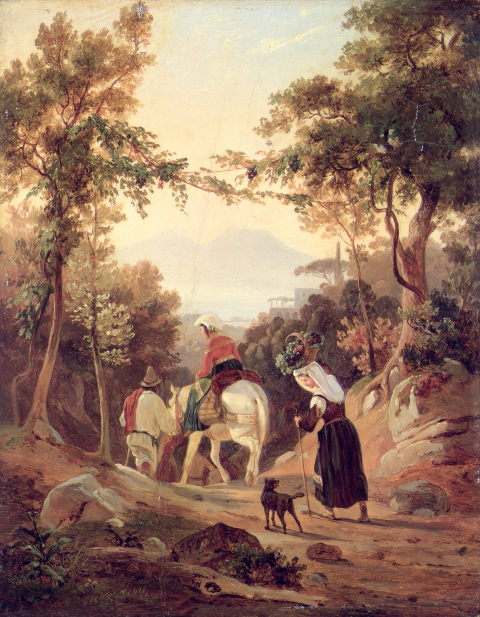 المناظر الطبيعية الإيطالية مع الفلاحين ، c.1845 (زيت على الخشب) بواسطة كارل فيلهلم جويتزلوف