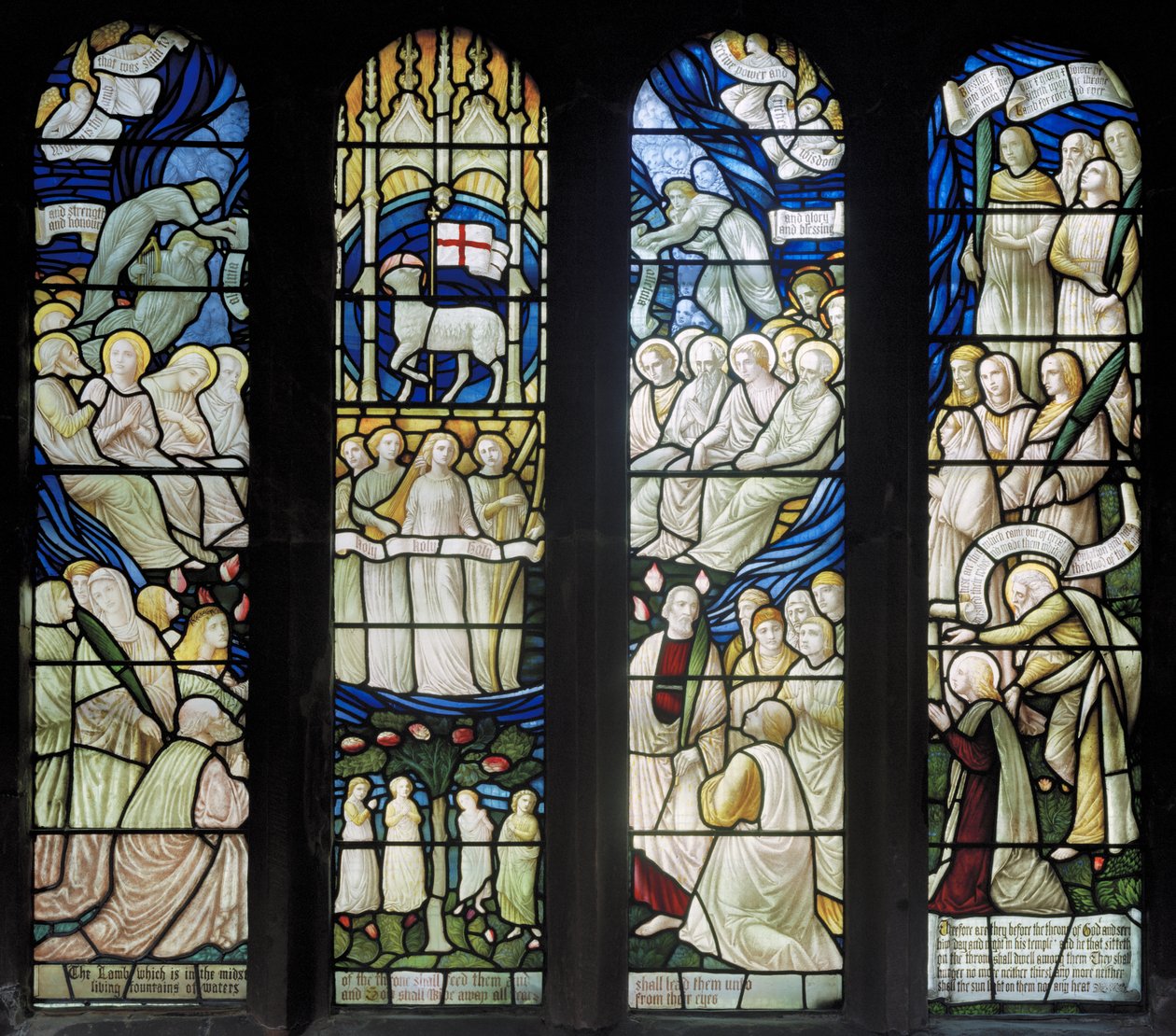 Grappenhall ، St Wilfrids ، Shrigley & Hunt (1873-1982) ، Carl Almquist ، عبادة الحمل ، 1886 بواسطة كارل المكويست