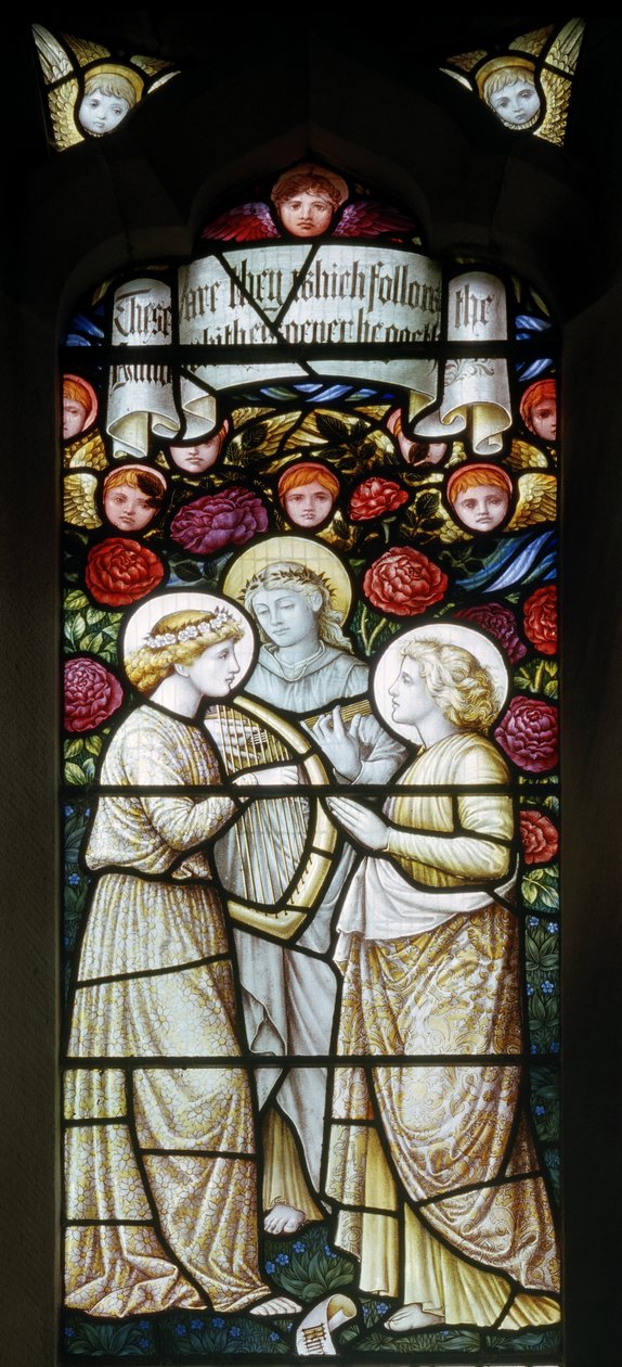 Llantysilio ، St Tysilio ، Shrigley & Hunt (1873-1982) ، Carl Almquist ، Angel Musicians ، 1890 بواسطة كارل المكويست