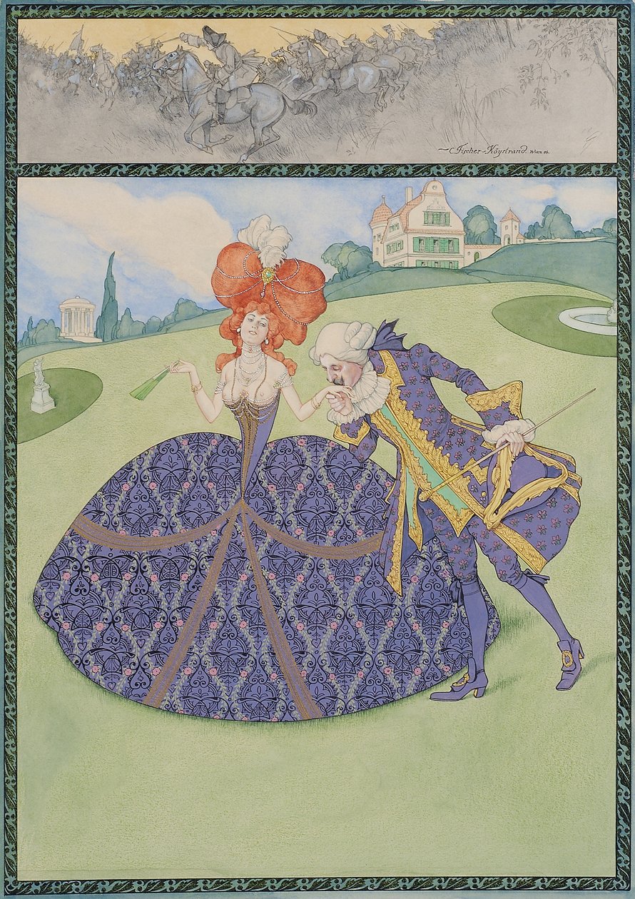 Elegant Paar im Garten ("Servir le roi - serve les dames") بواسطة كارل فيشر كويستراند