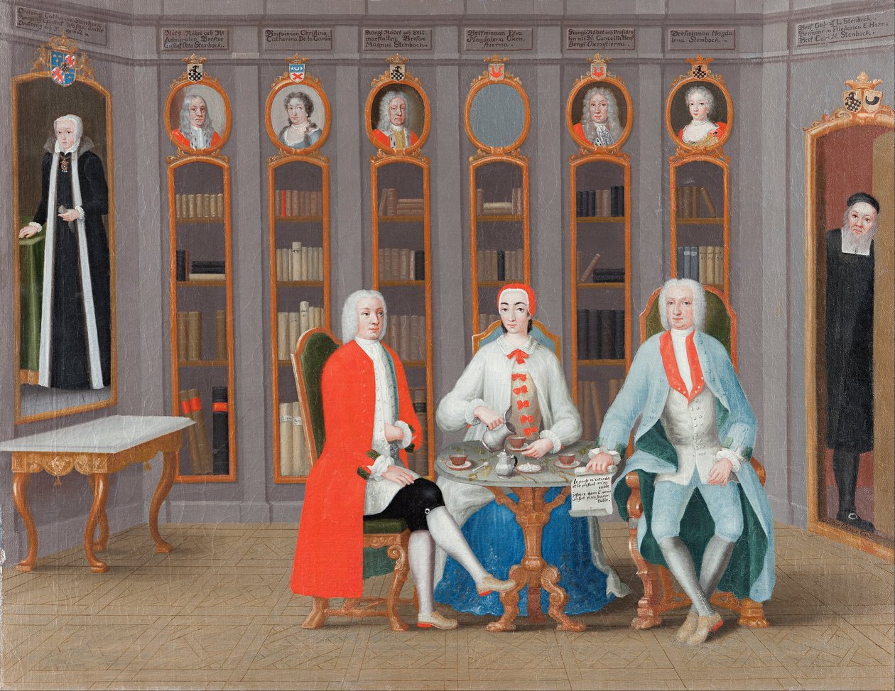 عائلة Stenbock في مكتبتهم في Rånäs حوالي عام 1740 بواسطة كارل فريدريك سفان