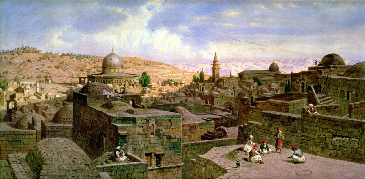 منظر للقدس ، مع قبة الصخرة المقدسة ، 1864 بواسطة كارل فريدريش هاينريش فيرنر