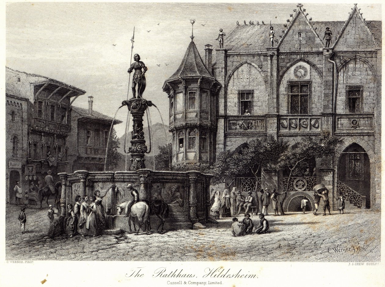The Rathhaus ، Hildesheim ، نقش بواسطة JJ Crew ، طبعه Cassell und Company Ltd بواسطة كارل فريدريش هاينريش فيرنر