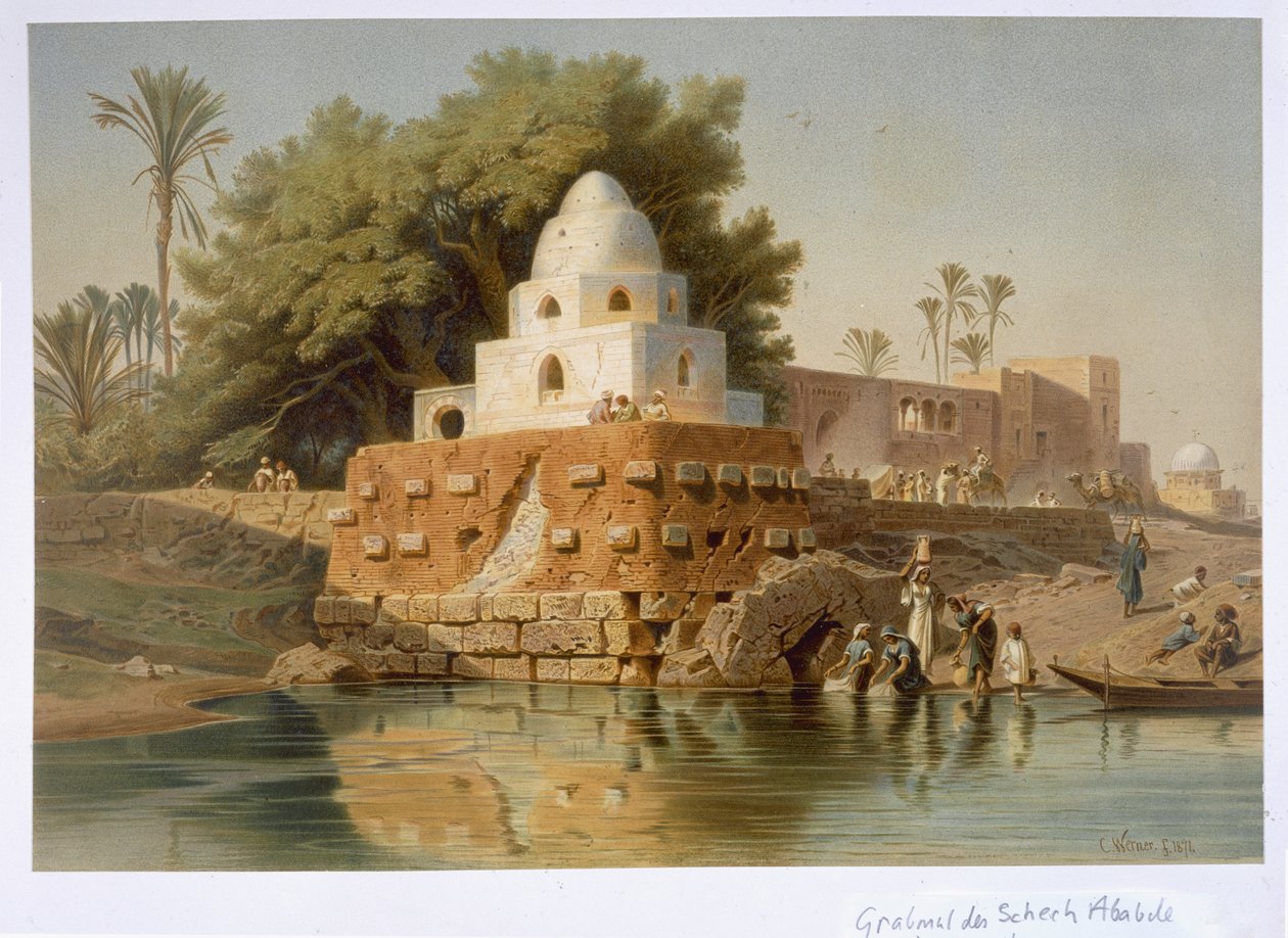 مقبرة الشيخ عبدة في المنيا ، مصر الوسطى ، 1871 م بواسطة كارل فريدريش هاينريش فيرنر