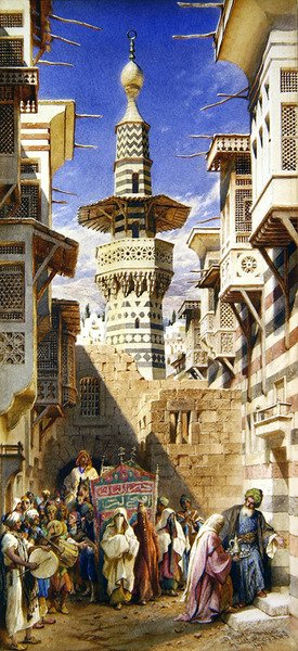 شارع في دمشق ، 1890 (مرحاض على ورق) بواسطة كارل هاج
