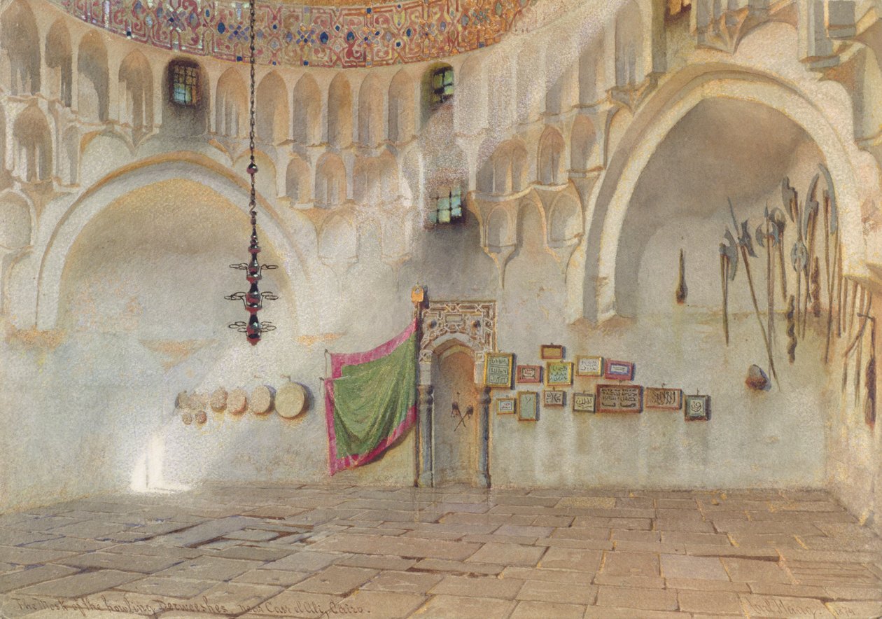 مسك عويل الدرويش ، بالقرب من كيس العلي ، القاهرة ، 1874 (مرحاض على ورق) بواسطة كارل هاج