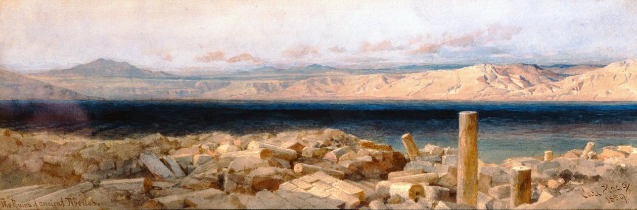 أطلال طبريا القديمة ، 1859 (مرحاض وقلم رصاص على الورق) بواسطة كارل هاج