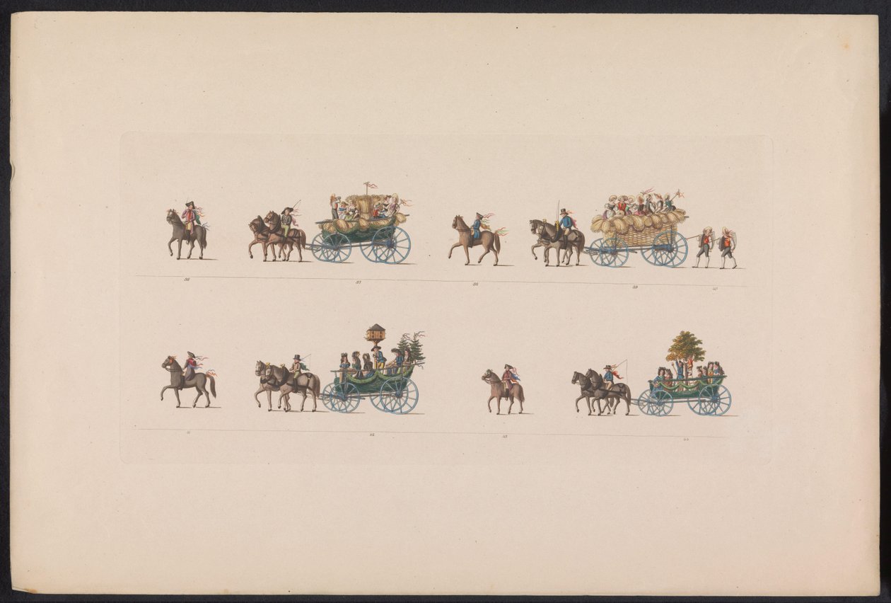 Optocht bij het huwelijk van Prinses Sophie، 1842 (plaat 5) ذكريات زفاف فلاح تورينغن ، تم تنفيذه للاحتفال بالوصول السعيد للدوق الأكبر الوراثي كارل ألكسندر من ساكسونيا فايمار إيزيناتش مع الوراثة الدوقة صوفي بواسطة كارل هيس