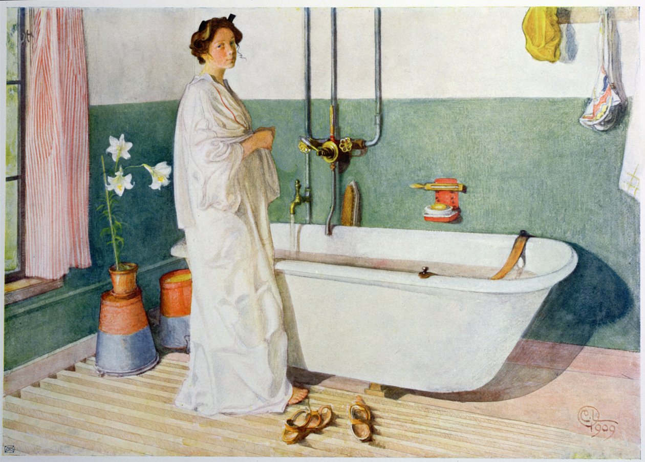مشهد الحمام - Lisbeth ، حانة. في "Lasst Licht Hinin" 1909 بواسطة كارل لارسون