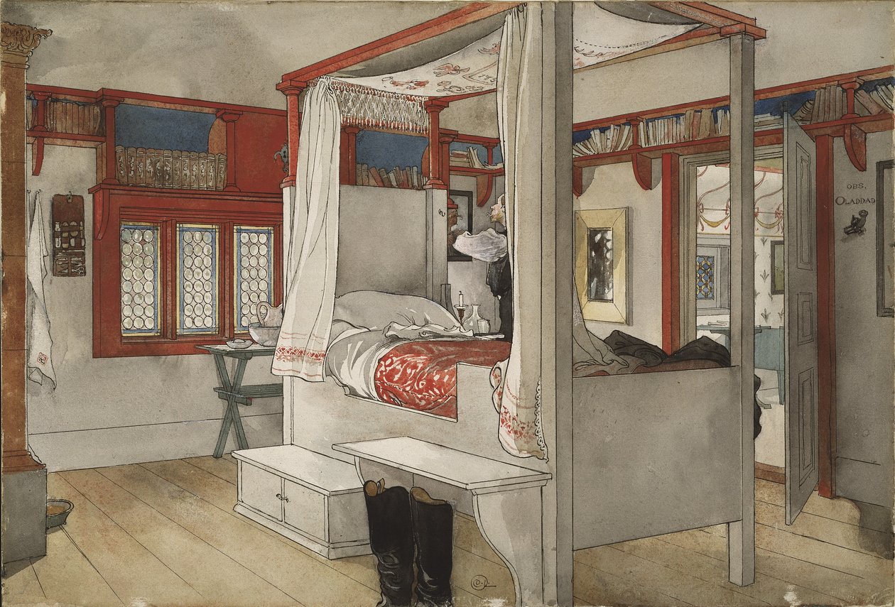 Daddys Room ، من سلسلة A Home ، c.1895 (مرحاض على ورق) بواسطة كارل لارسون
