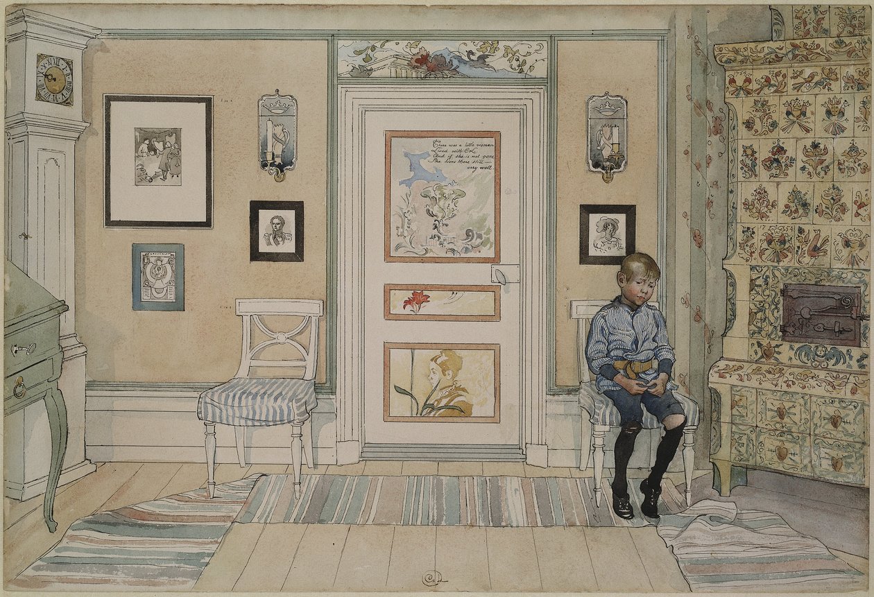في الزاوية ، من سلسلة A Home ، c.1895 (مرحاض على ورق) بواسطة كارل لارسون