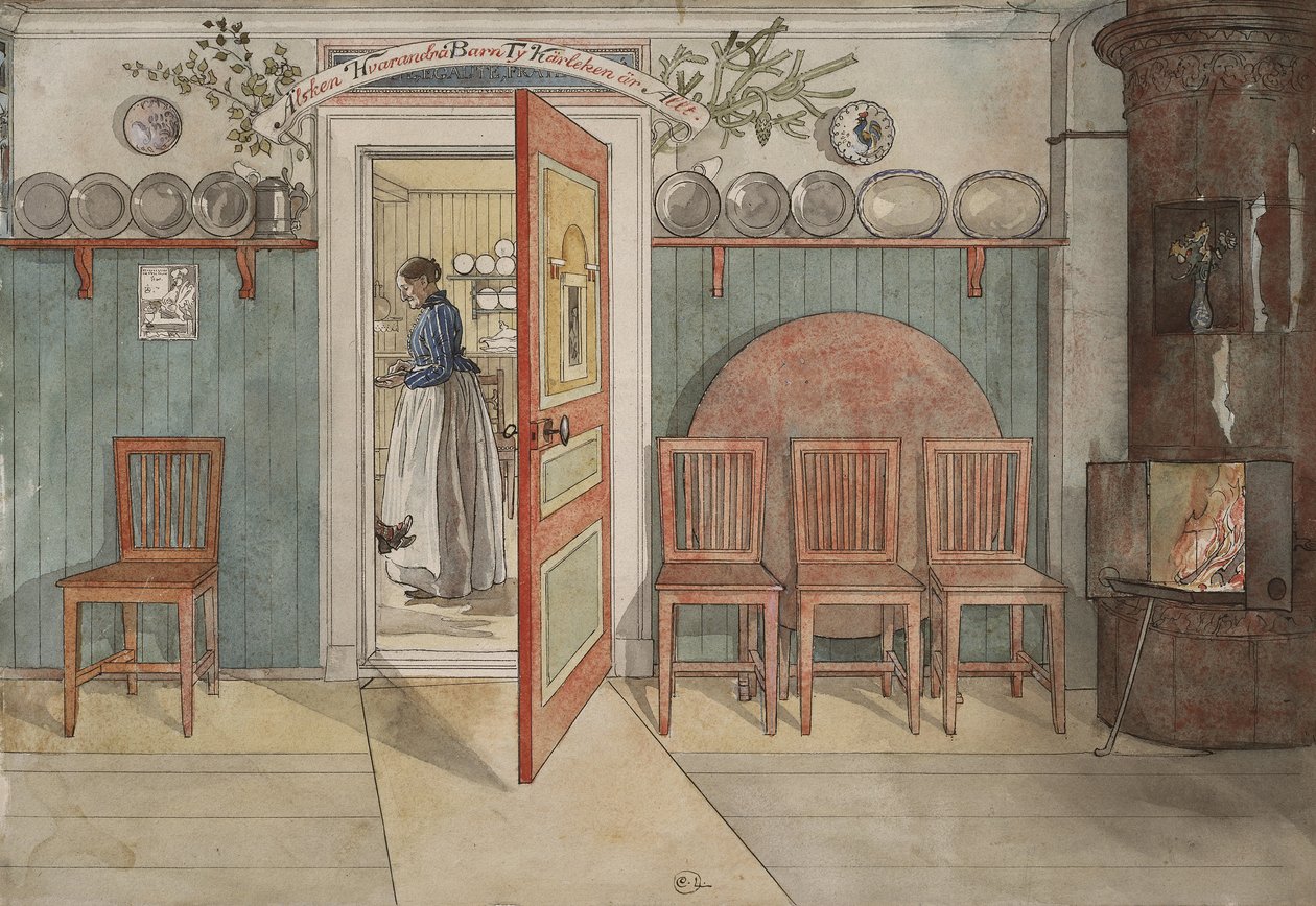 آنا القديمة ، من سلسلة A Home ، c.1895 (مرحاض على ورق) بواسطة كارل لارسون