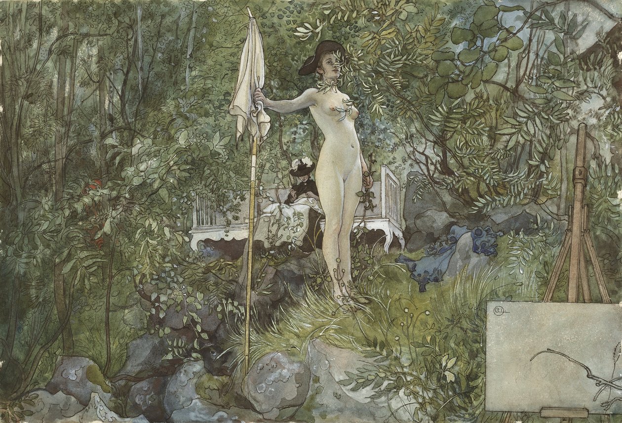 ستوديو في الهواء الطلق ، من سلسلة A Home ، c.1895 (مرحاض على ورق) بواسطة كارل لارسون