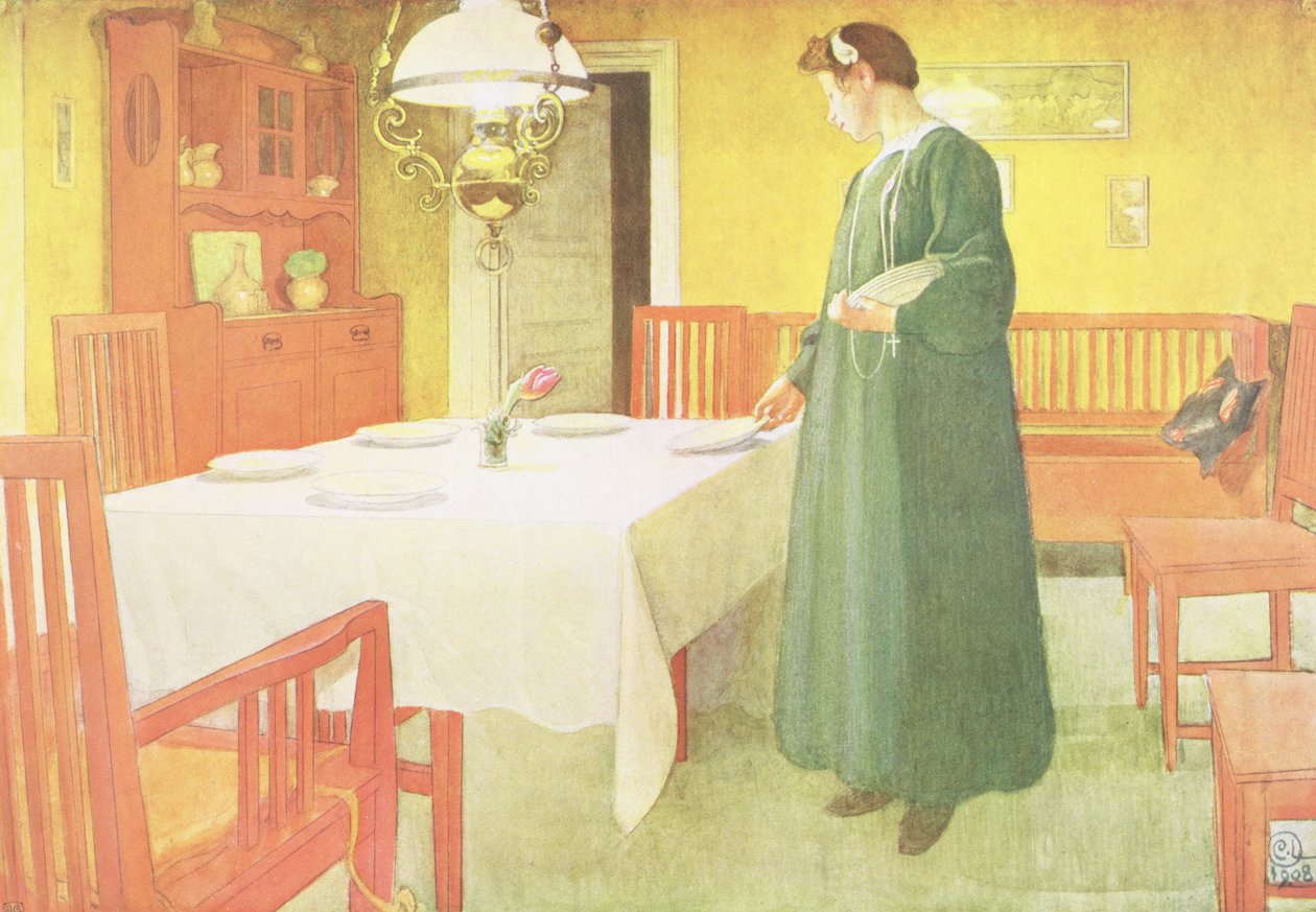 المدرسة المنزلية ، مشهد غرفة الطعام ، حانة. في "Lasst Licht Hinin &39;&39; (` `Let in More Light &39;&39;) ، 1908 بواسطة كارل لارسون