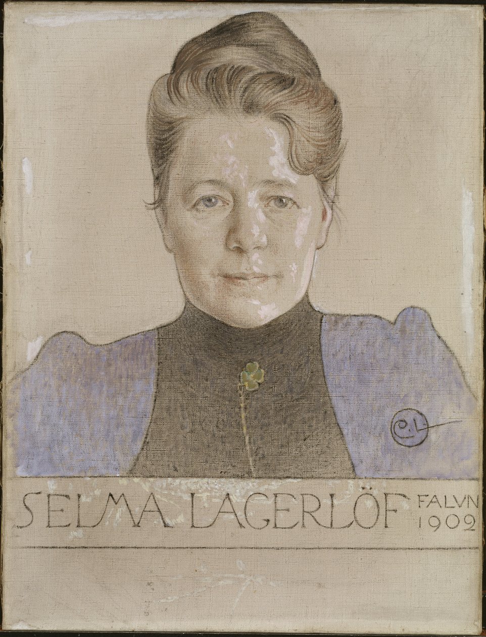 سلمى لاغيرلوف - صورة للمؤلف سلمى لاغيرلوف (1858-1940) ، بقلم لارسون ، كارل (1853-1919). طباشير وزيت على قماش بواسطة كارل لارسون