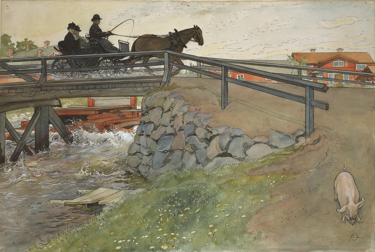 الجسر ، من سلسلة A Home ، c.1895 (مرحاض على ورق) بواسطة كارل لارسون