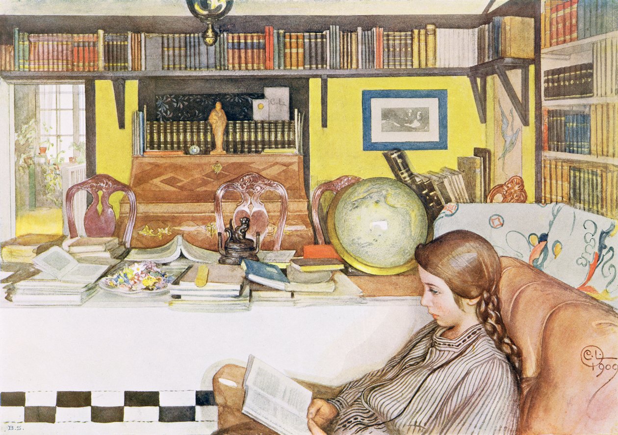 غرفة القراءة ، حانة. في &39;Lasst Licht Hinin&39; (`` Let in More Light &39;&39;) ، 1909 بواسطة كارل لارسون