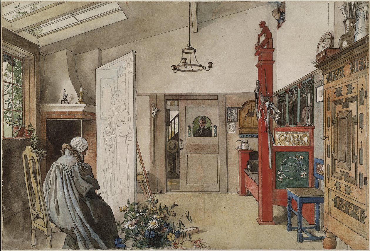The Studio ، من سلسلة A Home ، c.1895 (مرحاض على ورق) بواسطة كارل لارسون