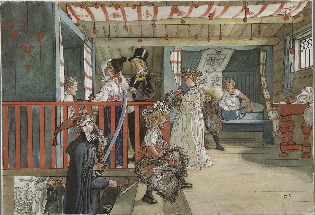 Un jour de fete - يوم الاحتفال ، بقلم لارسون ، كارل (1853-1919). لوحة مائية على ورق بواسطة كارل لارسون
