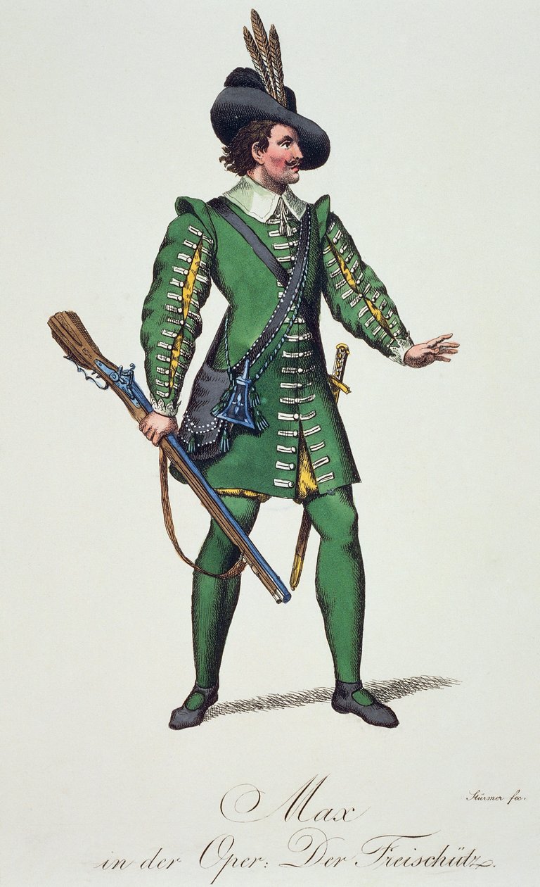 ماكس ، رسم زي لدير فريشوتز (الرامي أو مطلق النار الحر) ، بقلم كارل ماريا فون ويبر (1786-1826) بواسطة كارل ماريا فون ويبر