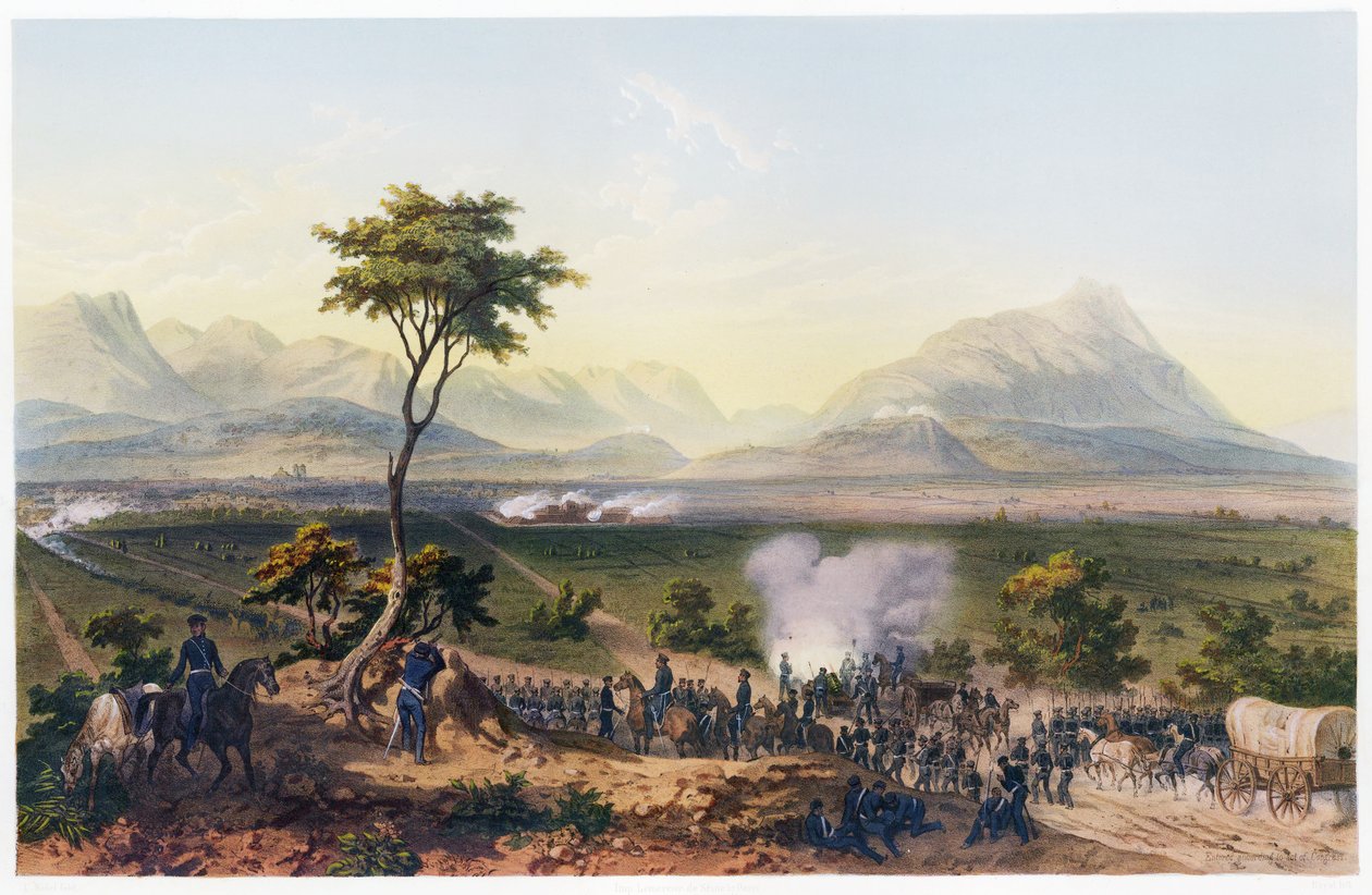 القبض على مونتيري ، من الحرب بين الولايات المتحدة والمكسيك ، حانة. 1851 (طباعة حجرية ملونة) بواسطة كارل نيبل