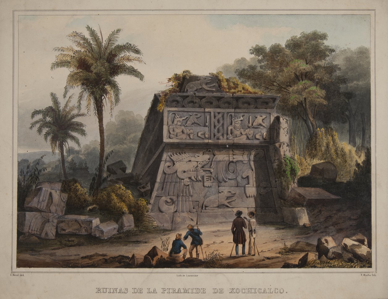 أنقاض هرم Xochicalco بواسطة كارل نيبل
