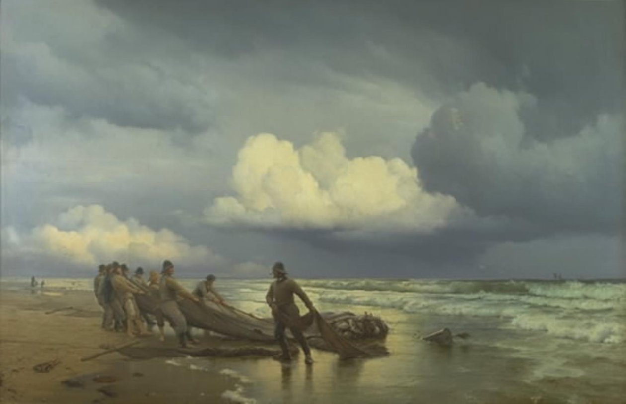 الصيادون يسحبون البلل على Skagen Nordstrand بواسطة كارل نيومان