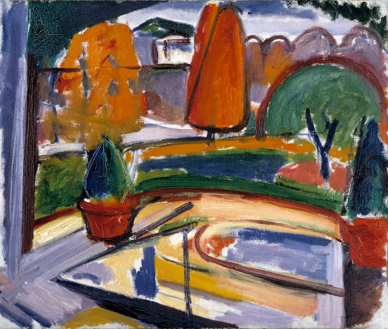 منظر طبيعي مع بركة - ساحة نيومان ، كاليفورنيا. 1915-1932. بواسطة كارل نيومان