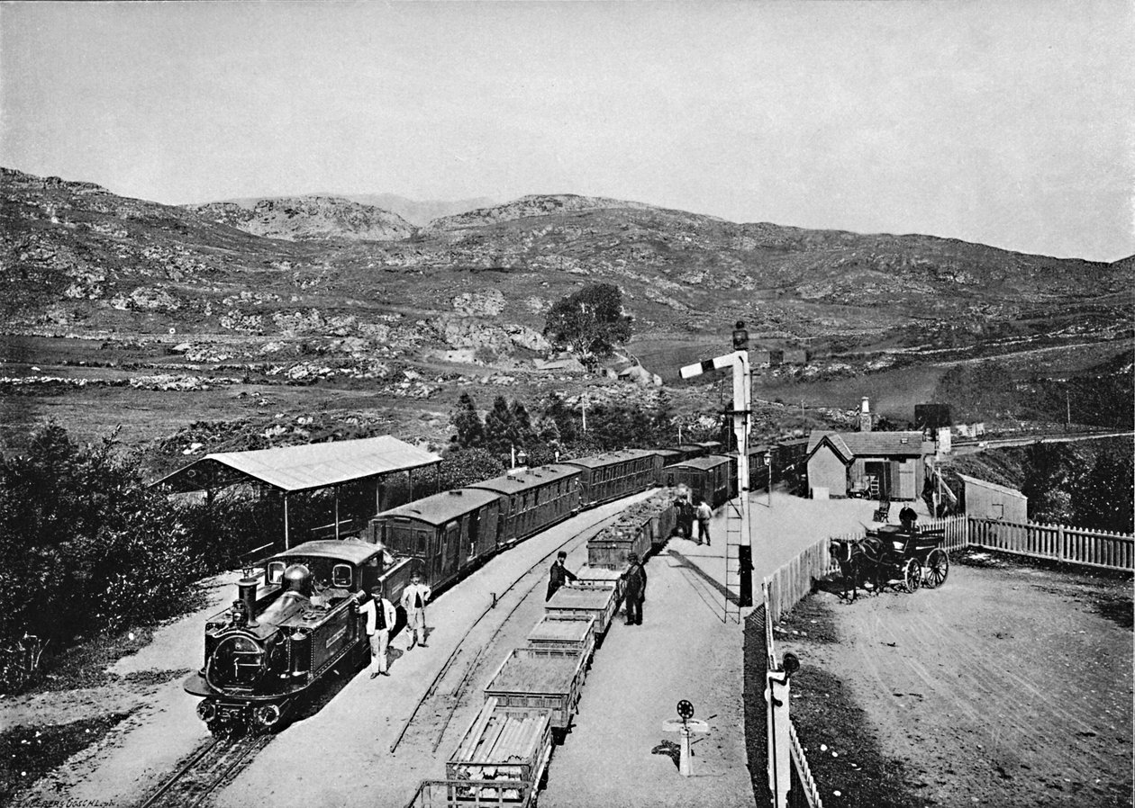 سكة حديد Ffestiniog: محطة Tan-Y-Bwlch ، c1896 بواسطة كارل نورمان