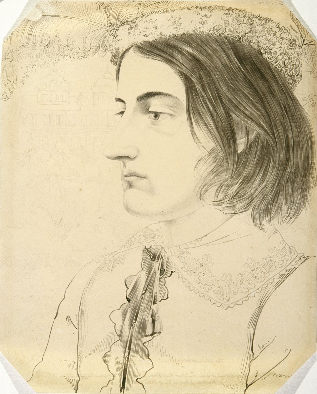 لودفيج سيمون ، طالب لاهوتي ، 1816 (قلم وفرشاة وحبر أسود على ورق منسوج) بواسطة كارل فيليب فور
