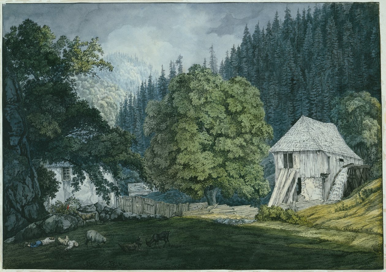 Schneidemühle في Beuerner Thale (الورقة 8 من كراسة الرسم لمحيط بادن) بواسطة كارل فيليب فور