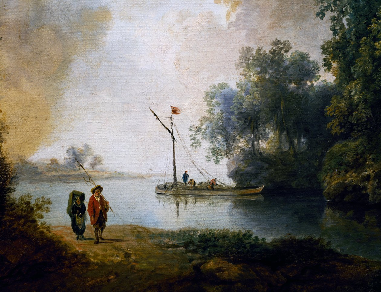 Landscape with River, ca 1780, by Carl Philipp Schallhas (1767-1797), detail, Hungary بواسطة كارل فيليب شالهاس