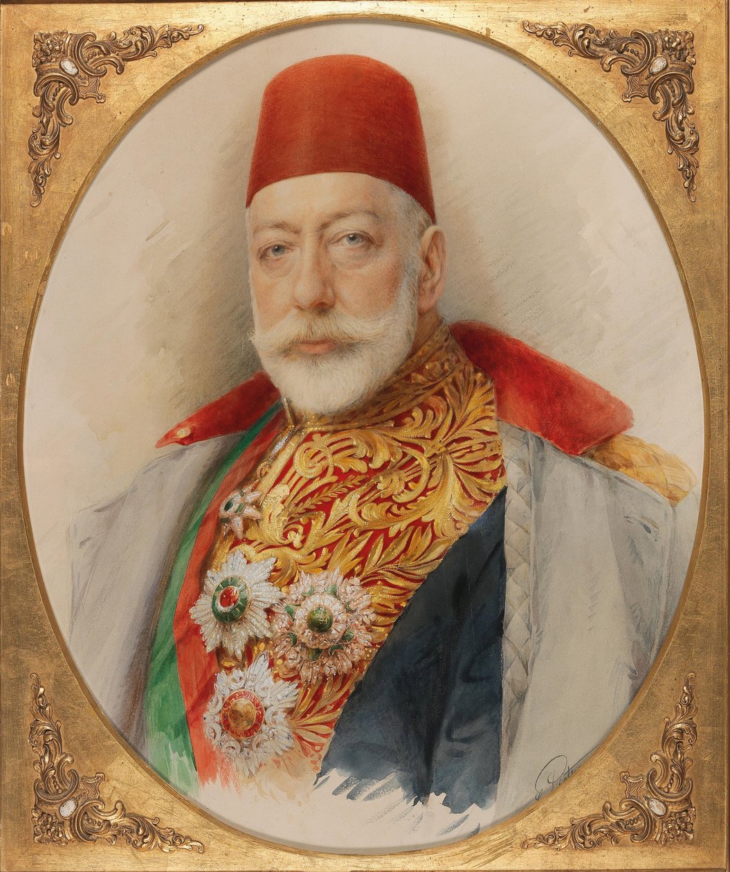 صورة لمحمد الخامس 1844-1918 ، سلطان وخليفة الدولة العثمانية. بواسطة كارل بيتزنر