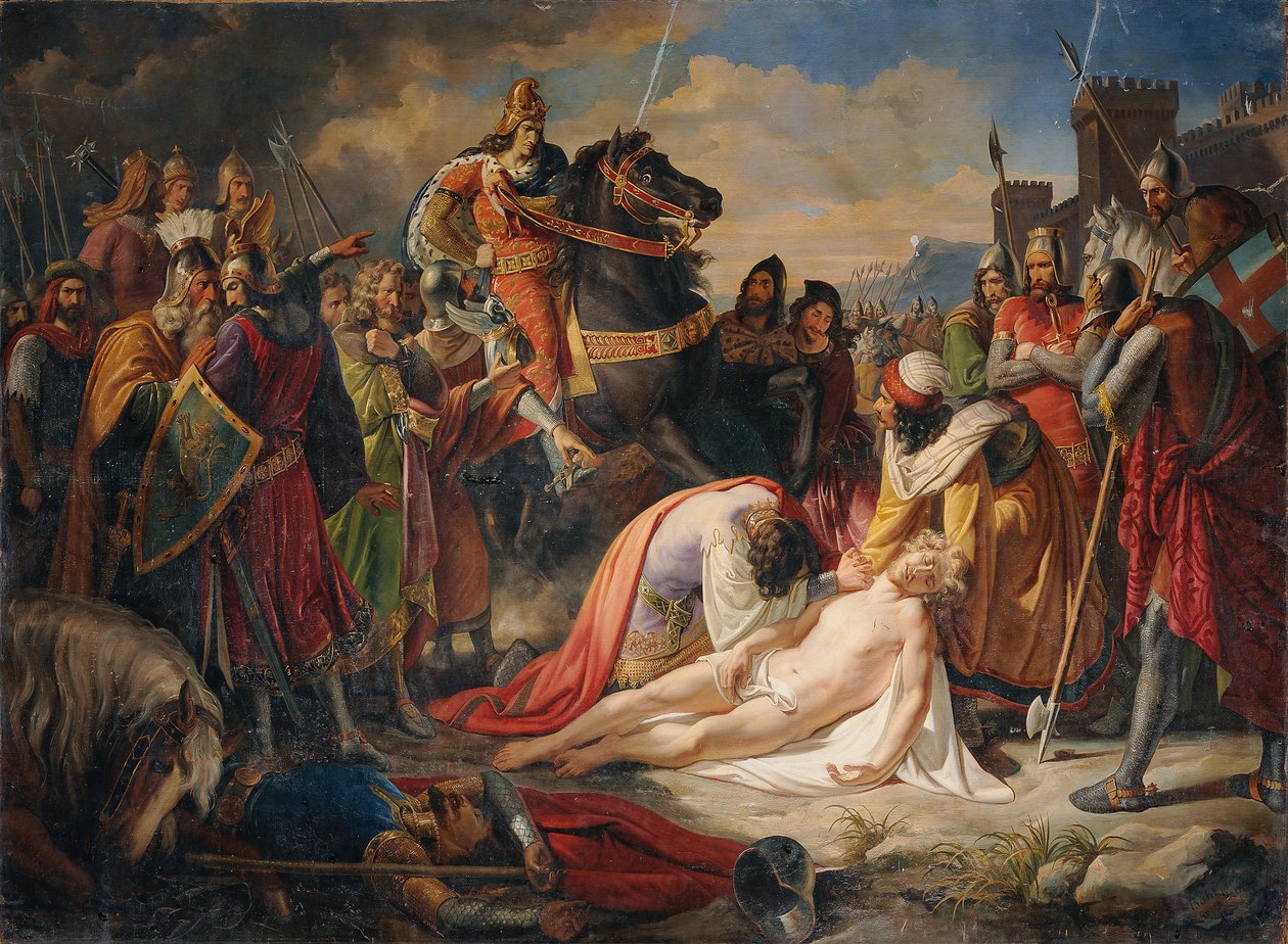 تشارلز الأول من أنجو على جثة مانفريد بعد معركة بينيفينتو في 26 فبراير 1266 ، 1838 بواسطة كارل راهل