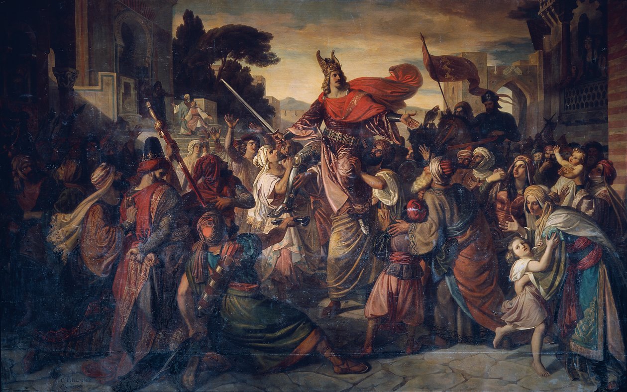استقبال المسلمون مانفريد (1231-1266) في لوسريا عام 1254 بواسطة كارل راهل