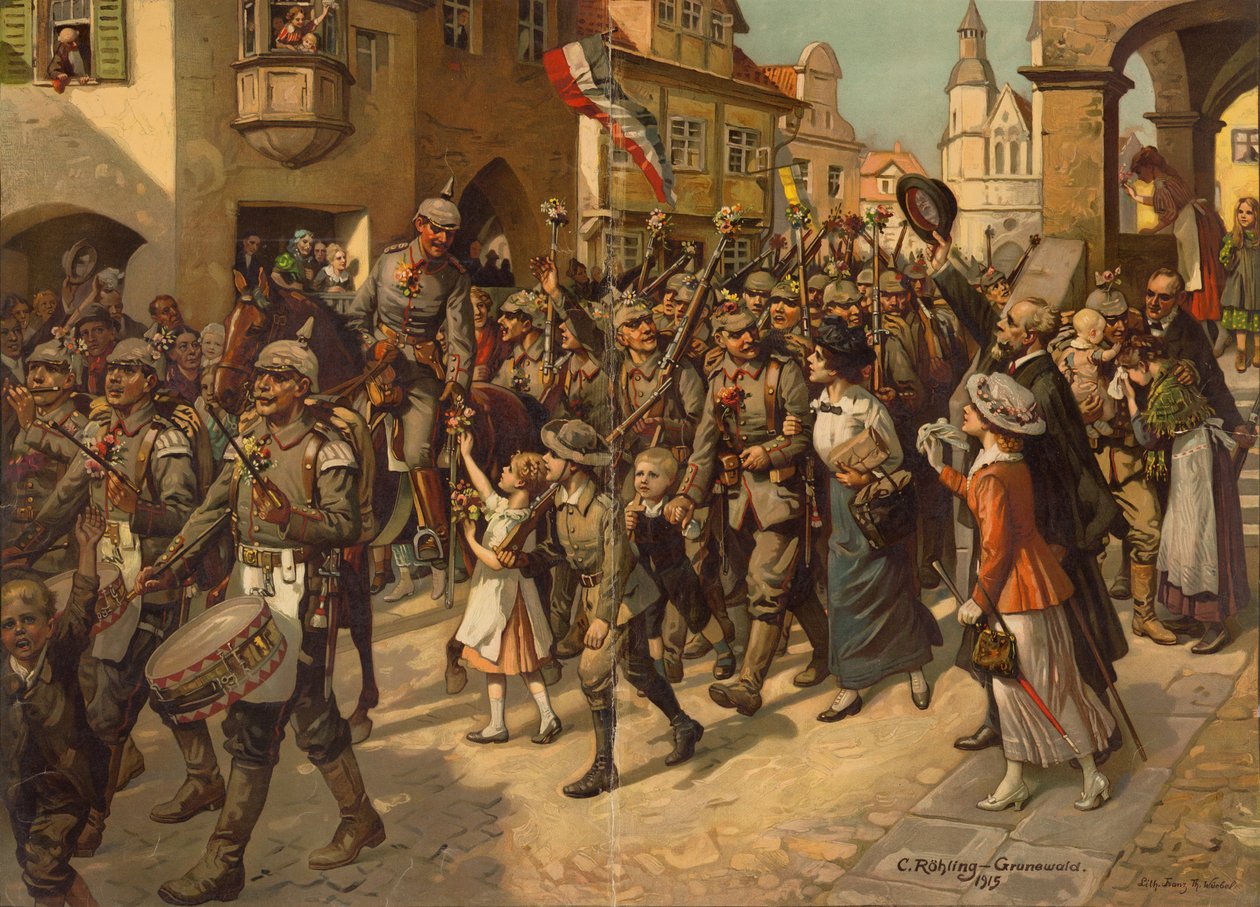 التعبئة في عام 1914. صورة لتدريس تاريخ المدارس ، 1915 بواسطة كارل فارغ