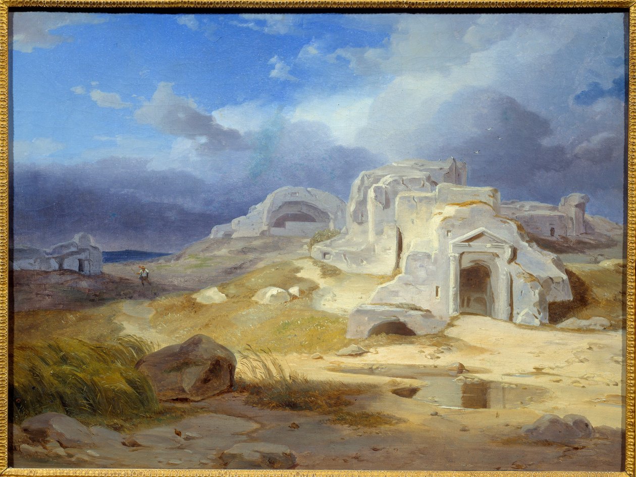 قبر أرخميدس في سيراكيوز. رسم كارل روتمان (1798 - 1850) إي سي. الجميع. بواسطة كارل روتمان