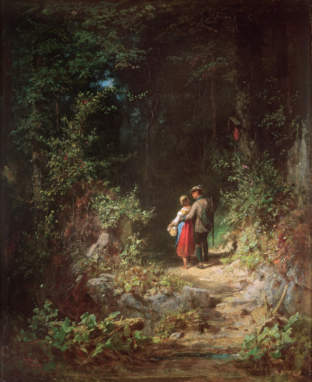 عشاق في خشب ، c.1860 بواسطة كارل سبيتزويج