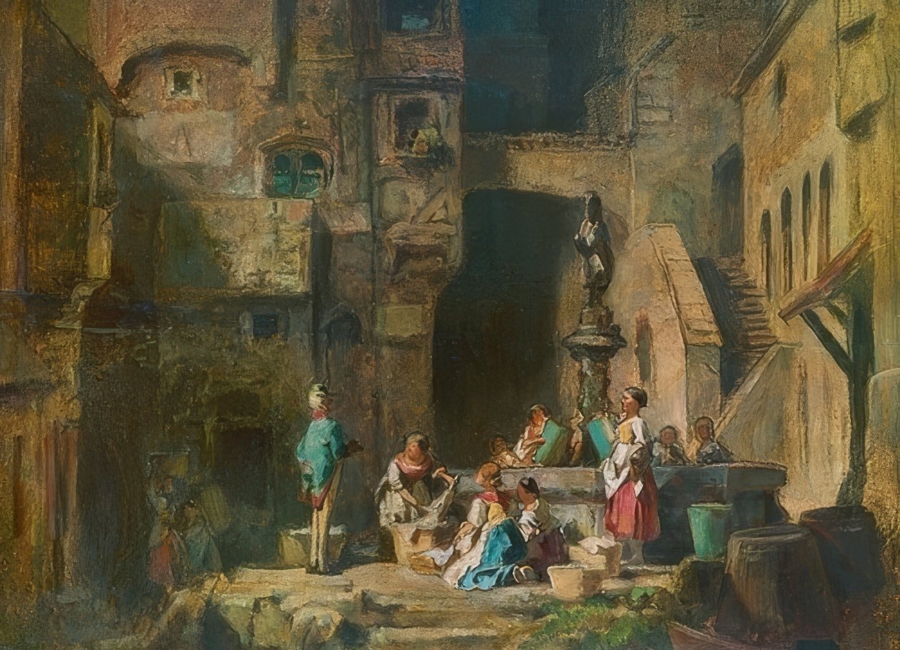 مغاسل عند النافورة. حوالي عام 1882 بواسطة كارل سبيتزويج