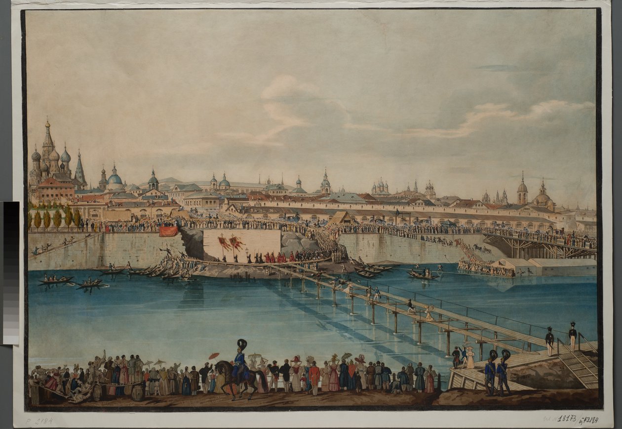 حفل وضع حجر الأساس لجسر Moskvoretsky في موسكو ، 1830. بواسطة Carl von Hampeln