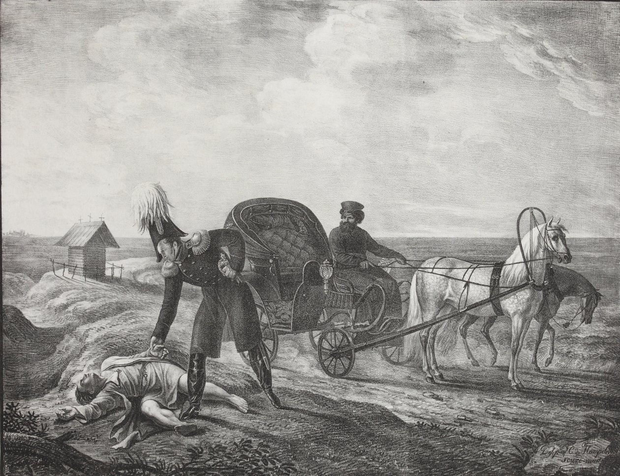 الإمبراطور ألكسندر الأول يساعد المحتاج ، 1820. بواسطة Carl von Hampeln