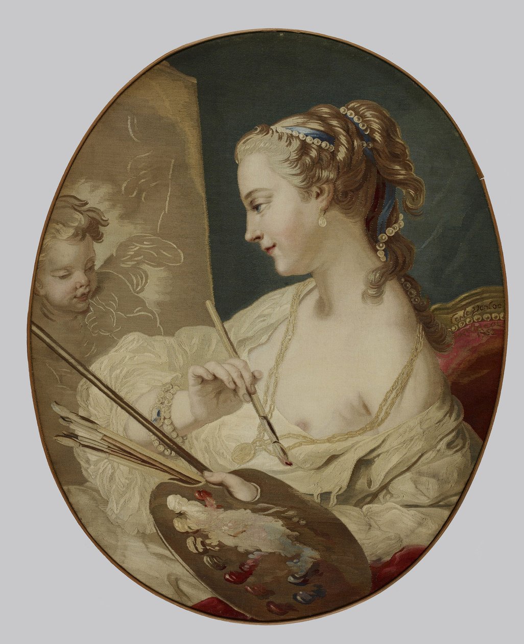 صورة رمزية لامرأة تمثل الرسم ، 1763 (حرير على لف قطن) بواسطة فان كارل بعد لو