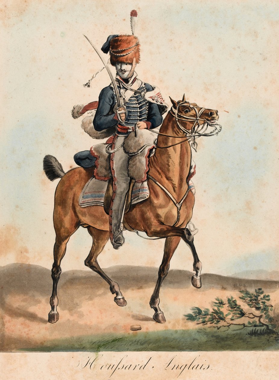 هوسار الإنجليزية ، حوالي 1815 (أكواتينت ، ملون) بواسطة كارل فيرنت