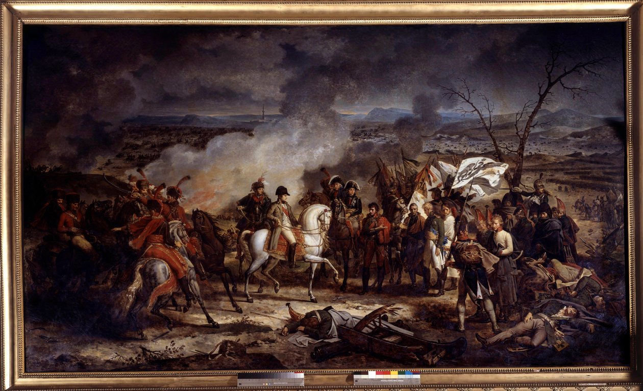 الحرب النابليونية: "" الإمبراطور نابليون الأول (1769-1821) أثناء معركة أوسترليتز في 2/12/1805. رسم أنطوان فيرنيه (1758-1836) 1805 بواسي سانت ليجيه. شاتو دي جروسبوا بواسطة كارل فيرنت