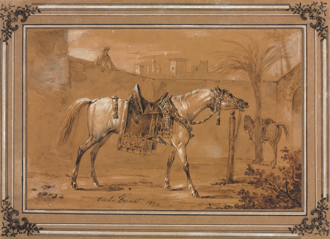 سرج الحصان العربي في الفناء بواسطة كارل فيرنت