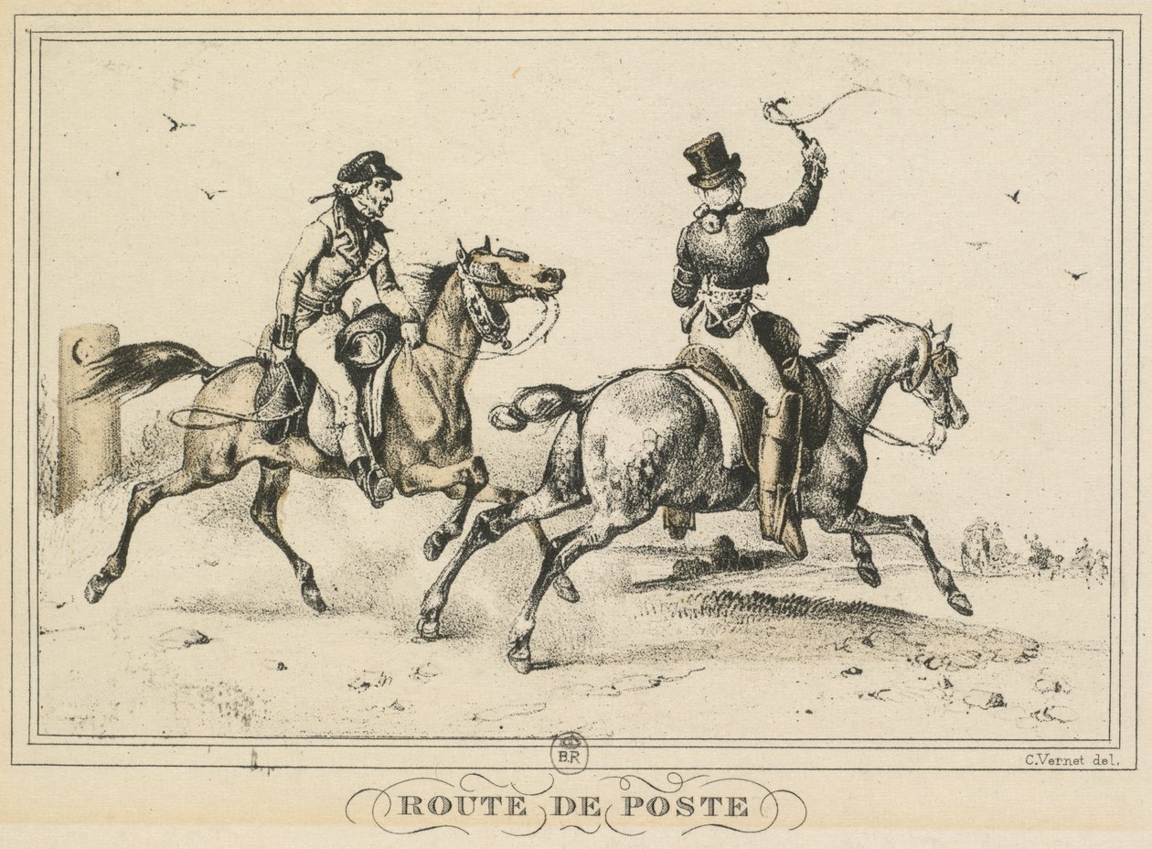 مشاهد الحياة اليومية والطرق والمسارات: مسار البريد ... ، 1817. بواسطة كارل فيرنت