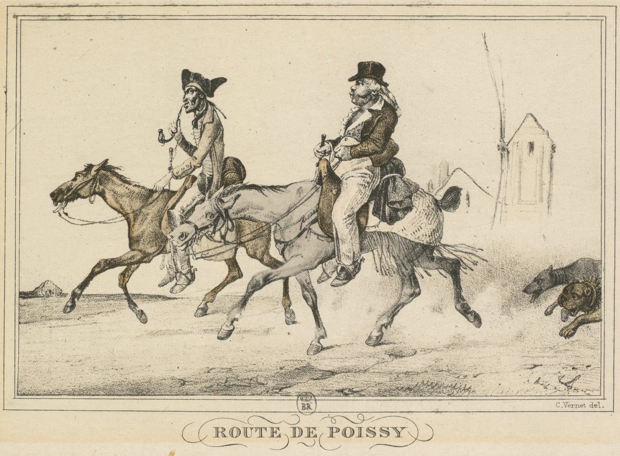 مشاهد من الحياة اليومية والطرق والمسارات: الطريق إلى Poissy بواسطة كارل فيرنت